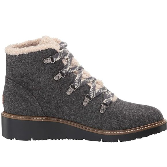 Dr. Scholl's So Cozy Gray Ankle Flannel & Faux Fur Waterproof Boots Women US 9M - Picture 1 of 16